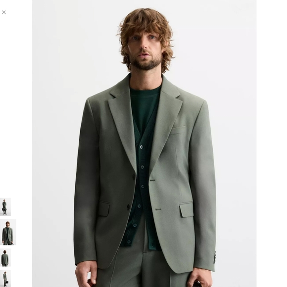 Zara Men's Olive Green Blazer